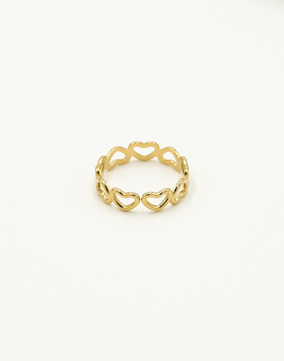 Ring open hartjes goudkleurig