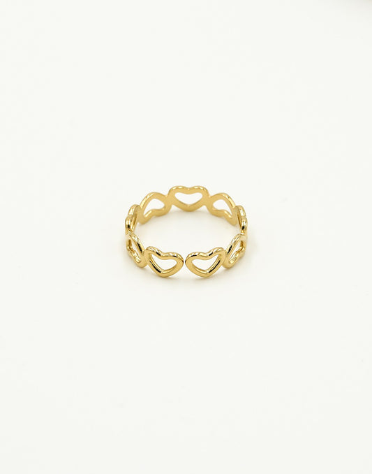 Ring open hartjes goudkleurig