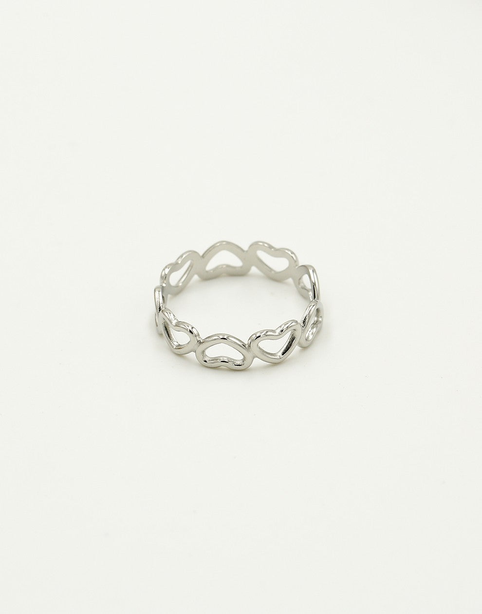 Ring open hartjes zilverkleurig
