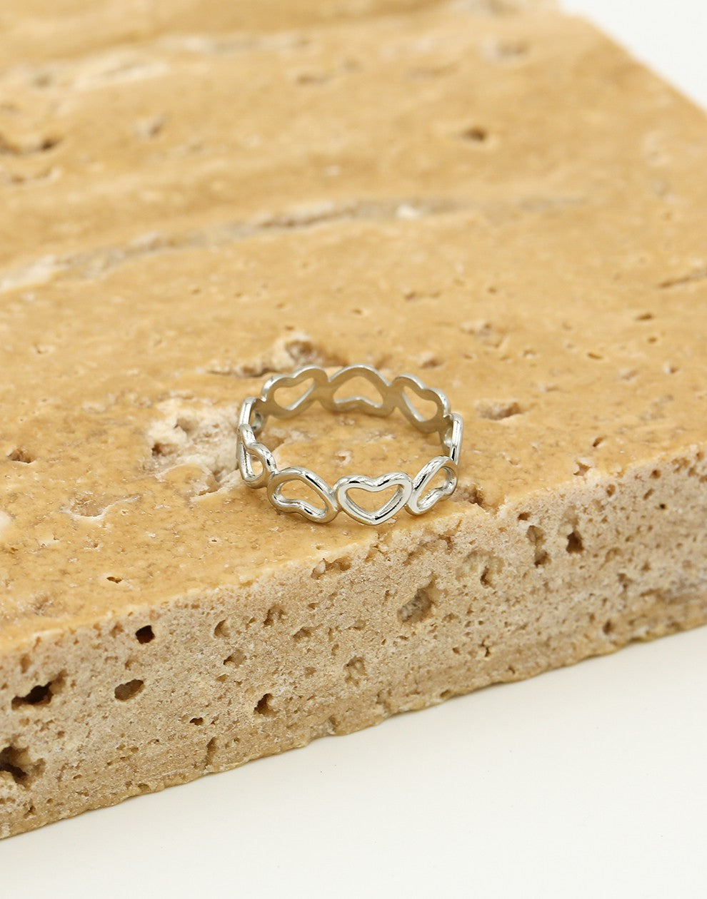 Ring open hartjes zilverkleurig