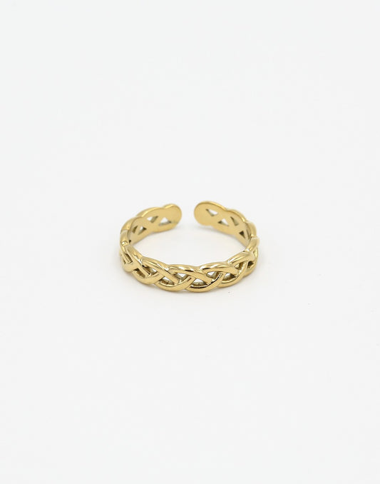 Ring gevlochten patroon goudkleurig