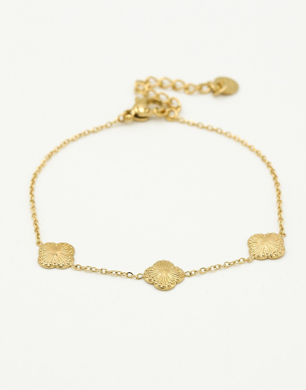 Armband klavers glinster goudkleurig