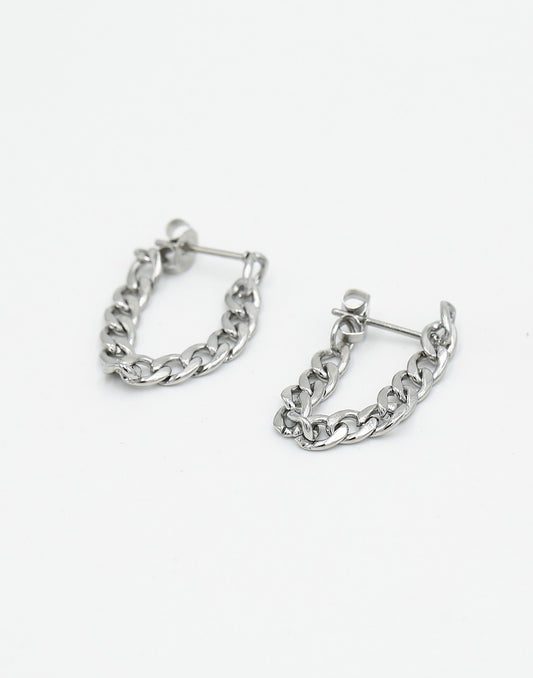 Oorsteker chain zilverkleurig