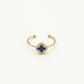 Ring klaver blauw goudkleurig
