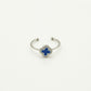 Ring klaver blauw zilverkleurig