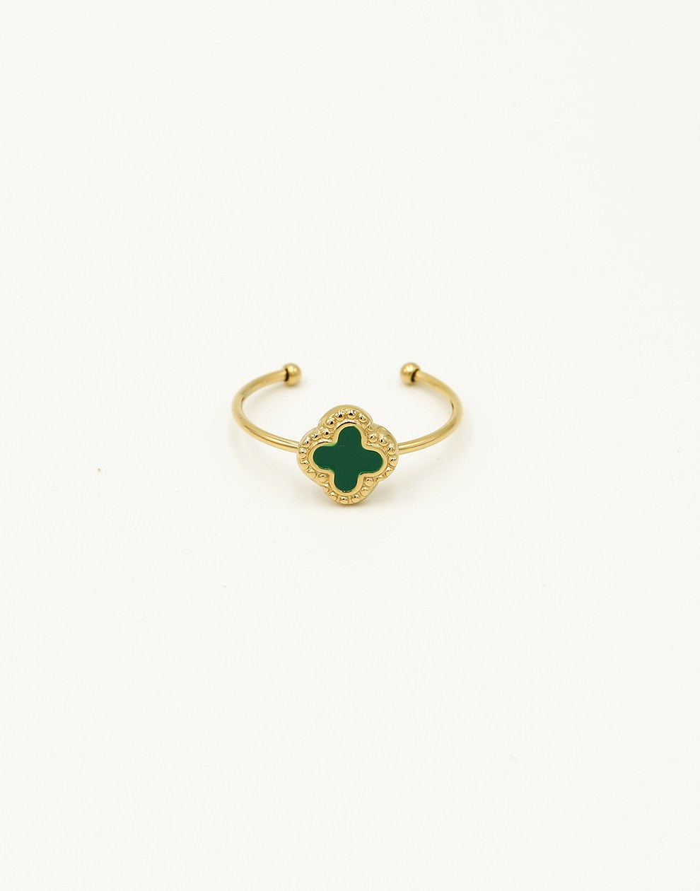 Ring klaver groen goudkleurig