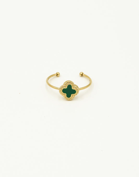 Ring klaver groen goudkleurig