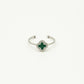 Ring klaver groen zilverkleurig