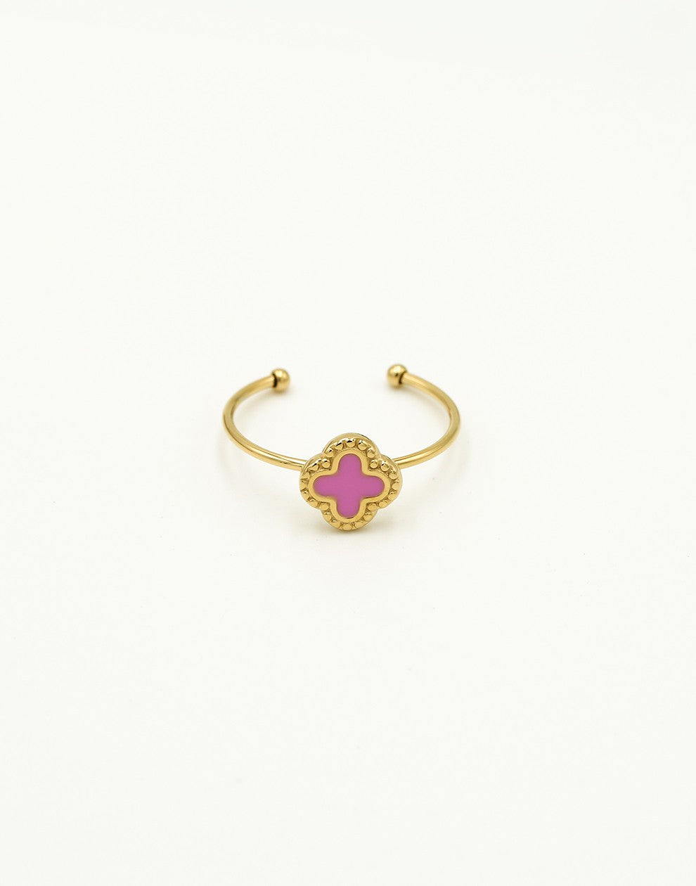Ring klaver roze goudkleurig