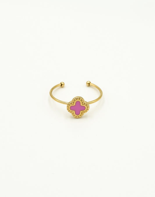 Ring klaver roze goudkleurig