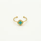 Ring klaver turquoise goudkleurig