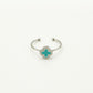 Ring klaver turquoise zilverkleurig