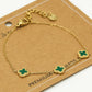 Armband klavers groen goudkleurig
