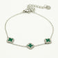 Armband klavers groen zillver