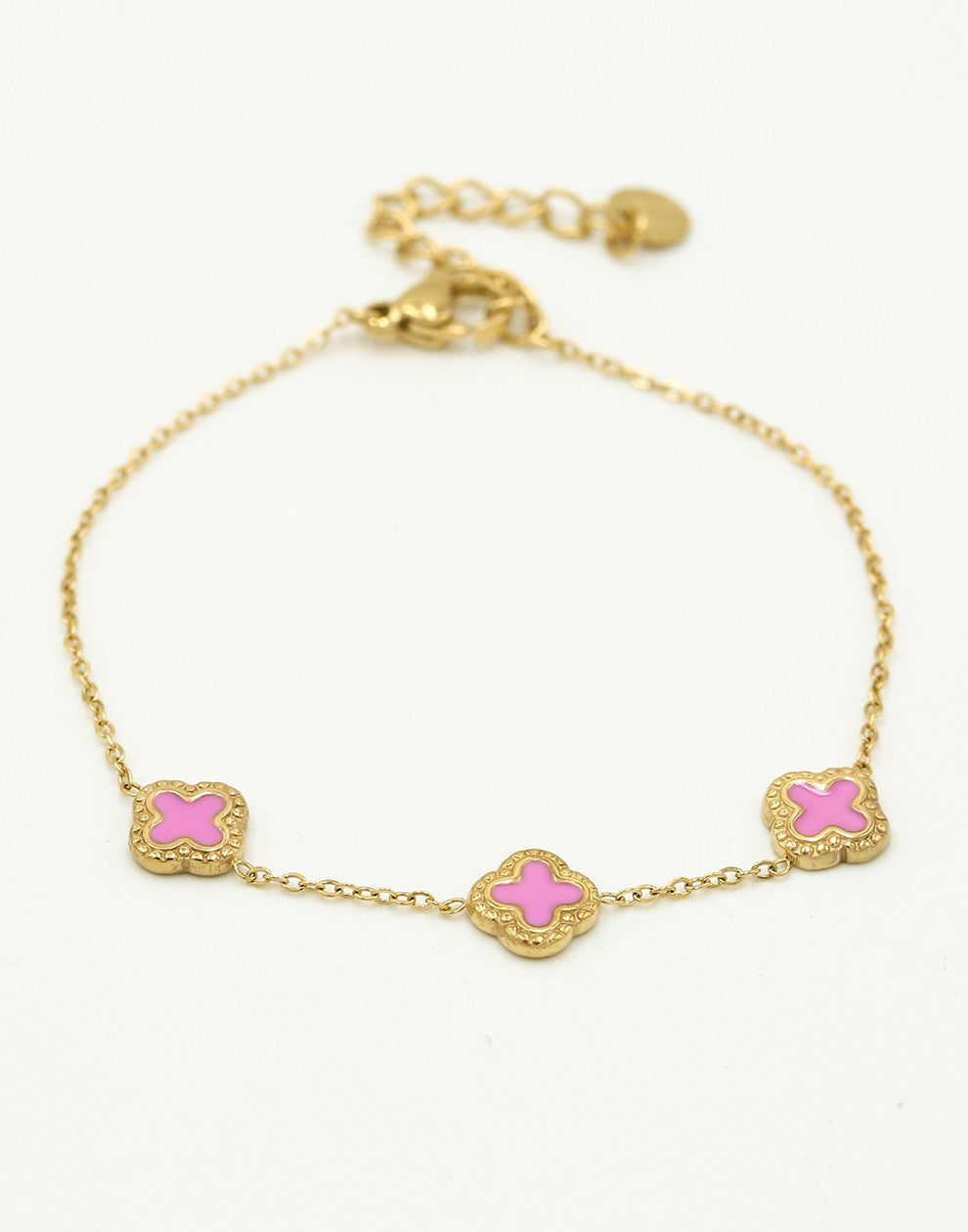 Armband klavers Roze goudkleurig