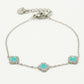 Armband klavers turquoise zilverkleurig