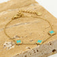 Armband klavers turquoise goudkleurig