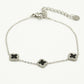Armband klavers zwart zilverkleurig