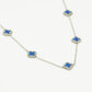 Ketting klavers blauw zilverkleurig