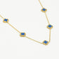 Ketting klavers blauw goudkleurig