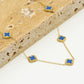 Ketting klavers blauw goudkleurig