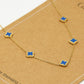Ketting klavers blauw goudkleurig