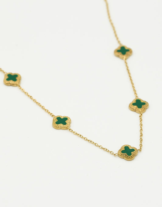 Ketting klavers groen goudkleurig