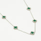 Ketting klavers groen zilverkleurig