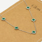Ketting klavers groen zilverkleurig