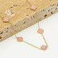 Ketting klavers Roze goudkleurig