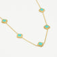 Ketting klavers turquoise goudkleurig