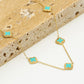 Ketting klavers turquoise goudkleurig