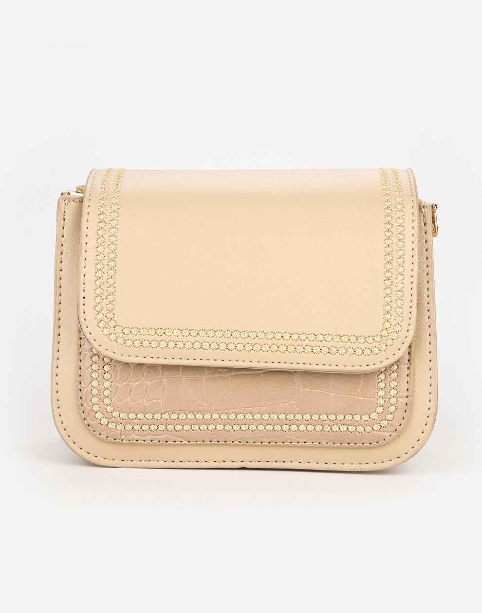Schoudertasje Croco beige