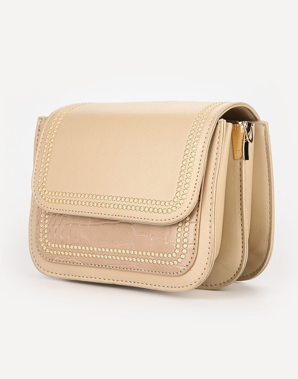 Schoudertasje Croco beige