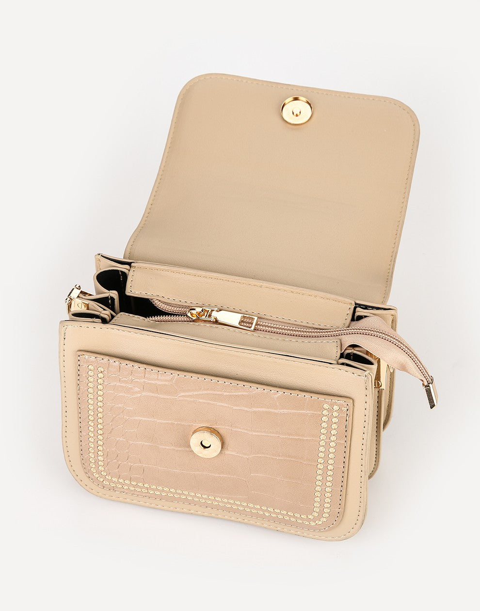 Schoudertasje Croco beige