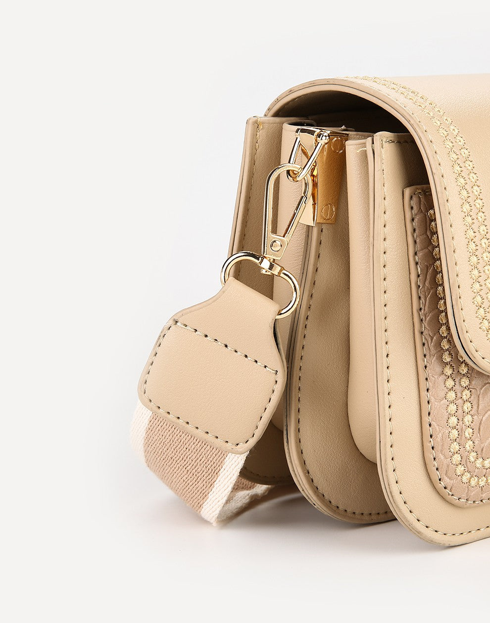 Schoudertasje Croco beige