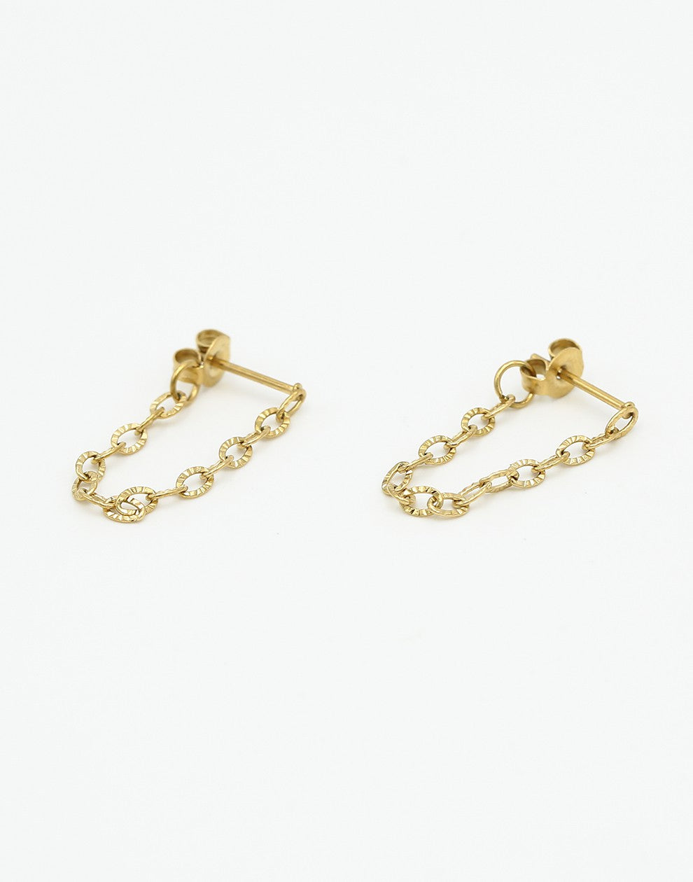 Oorsteker fijne schakelketting goudkleurig