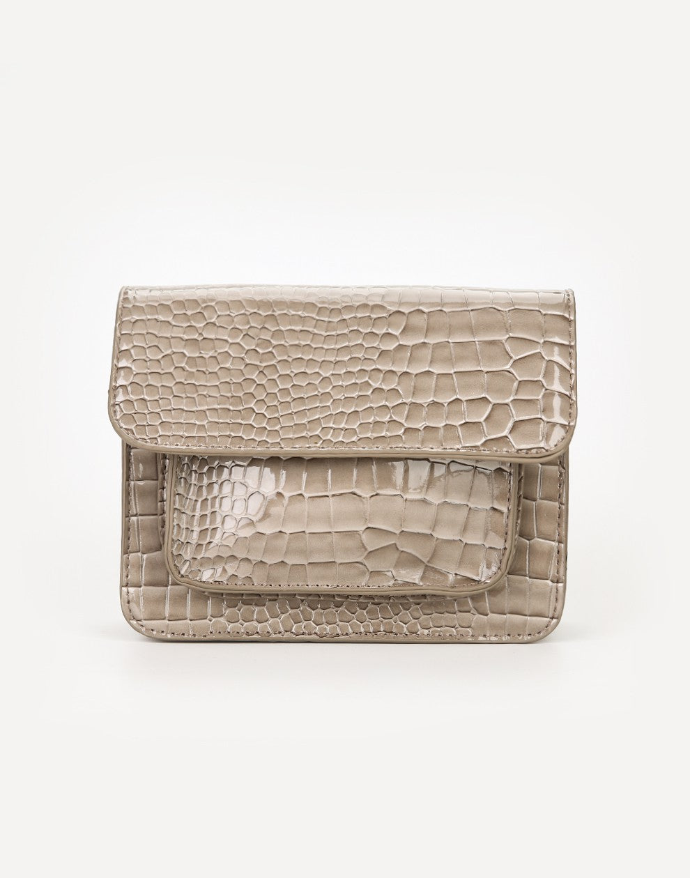 Schoudertas Croco print grijs