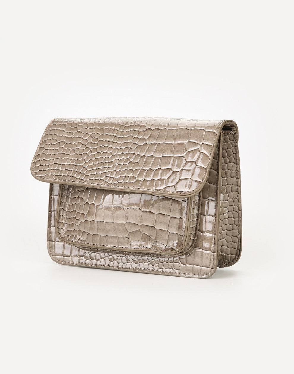 Schoudertas Croco print grijs