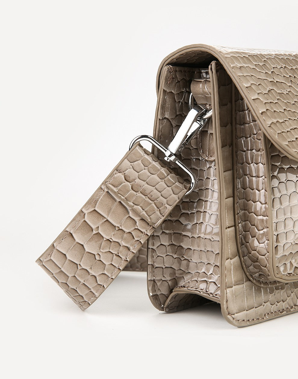 Schoudertas Croco print grijs