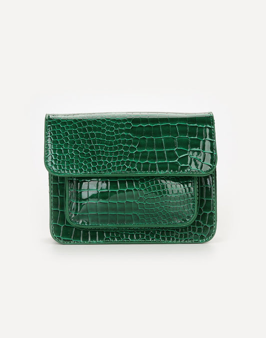 Schoudertas Croco print groen