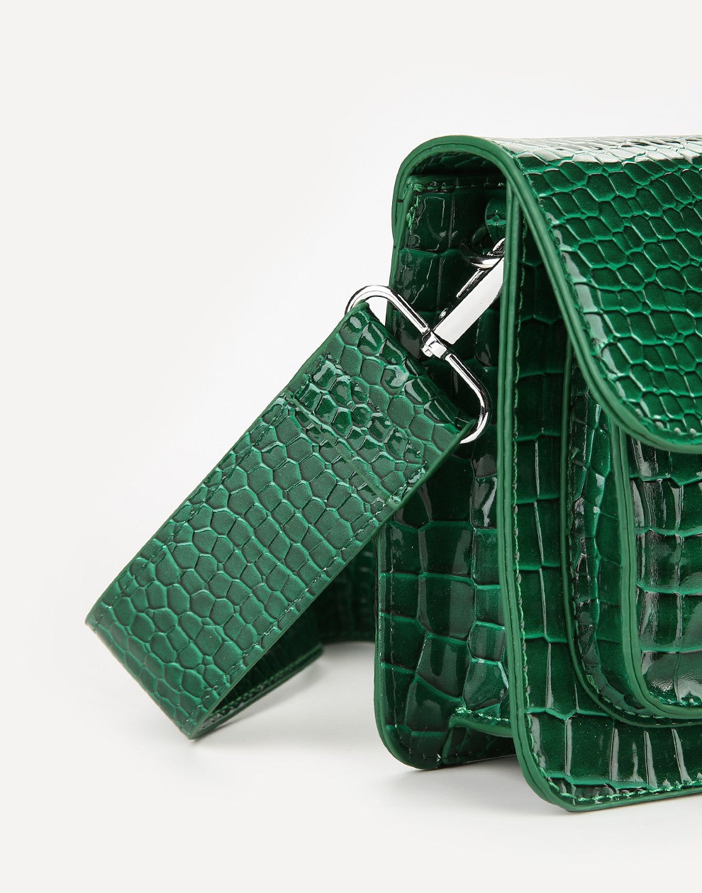 Schoudertas Croco print groen