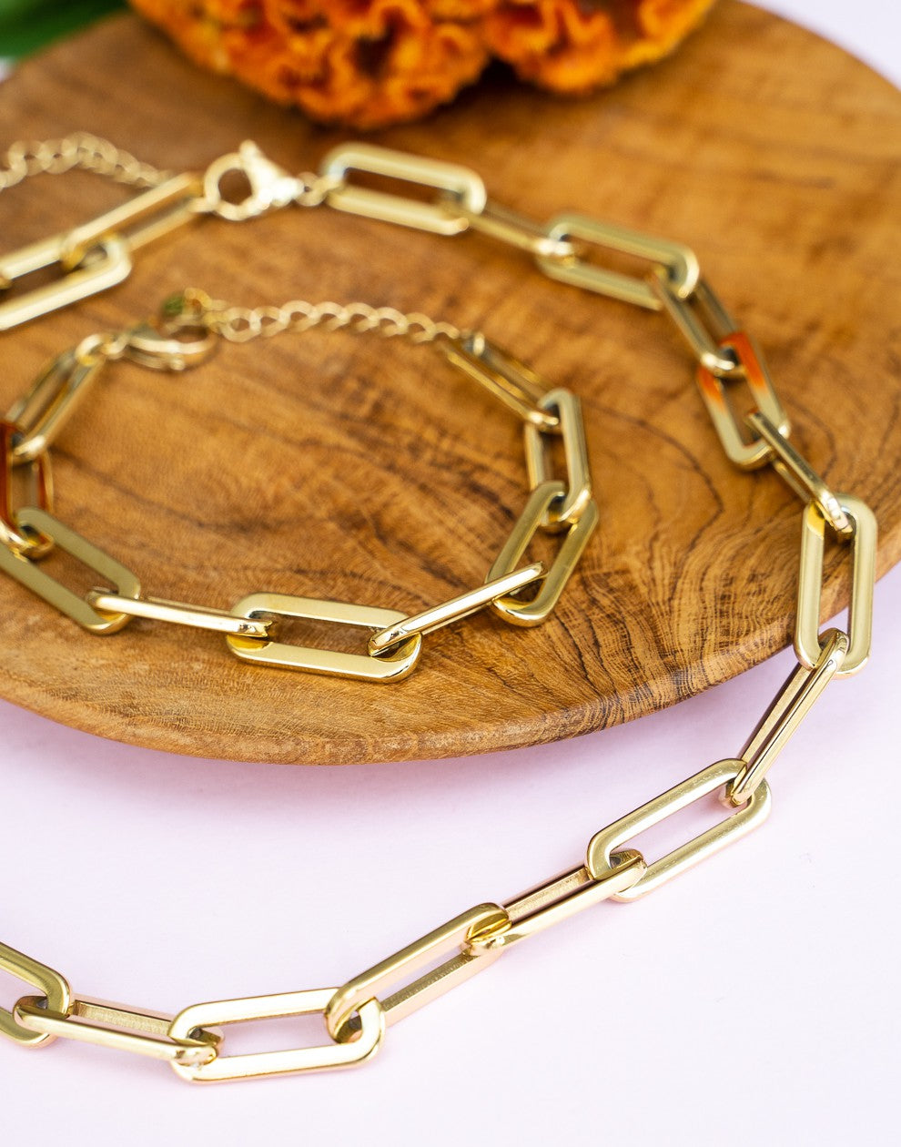 Chunky gold-colored link bracelet