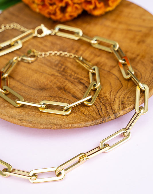Schakelarmband chunky goudkleurig