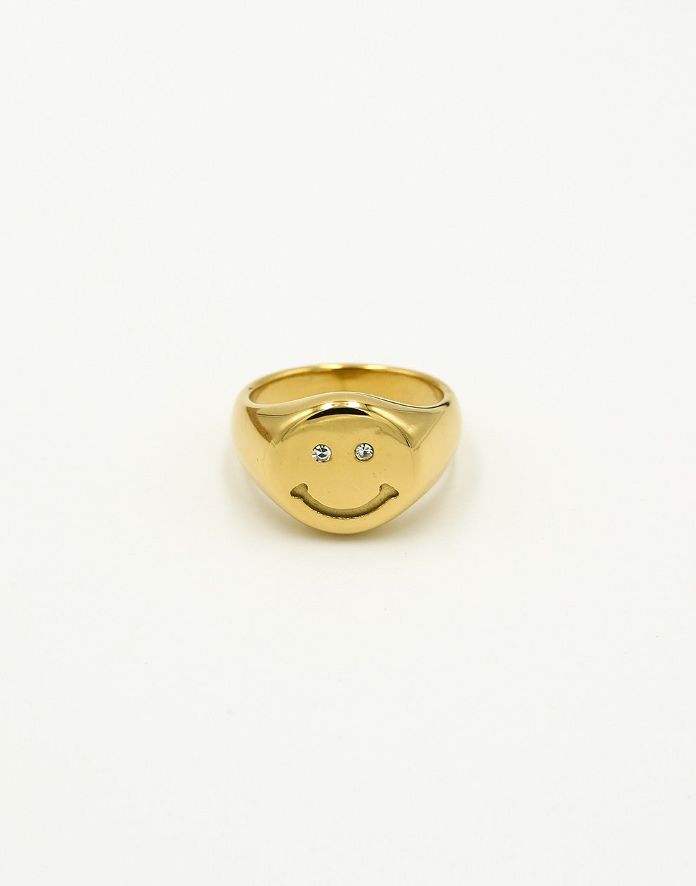 Zegelring smiley goudkleurig