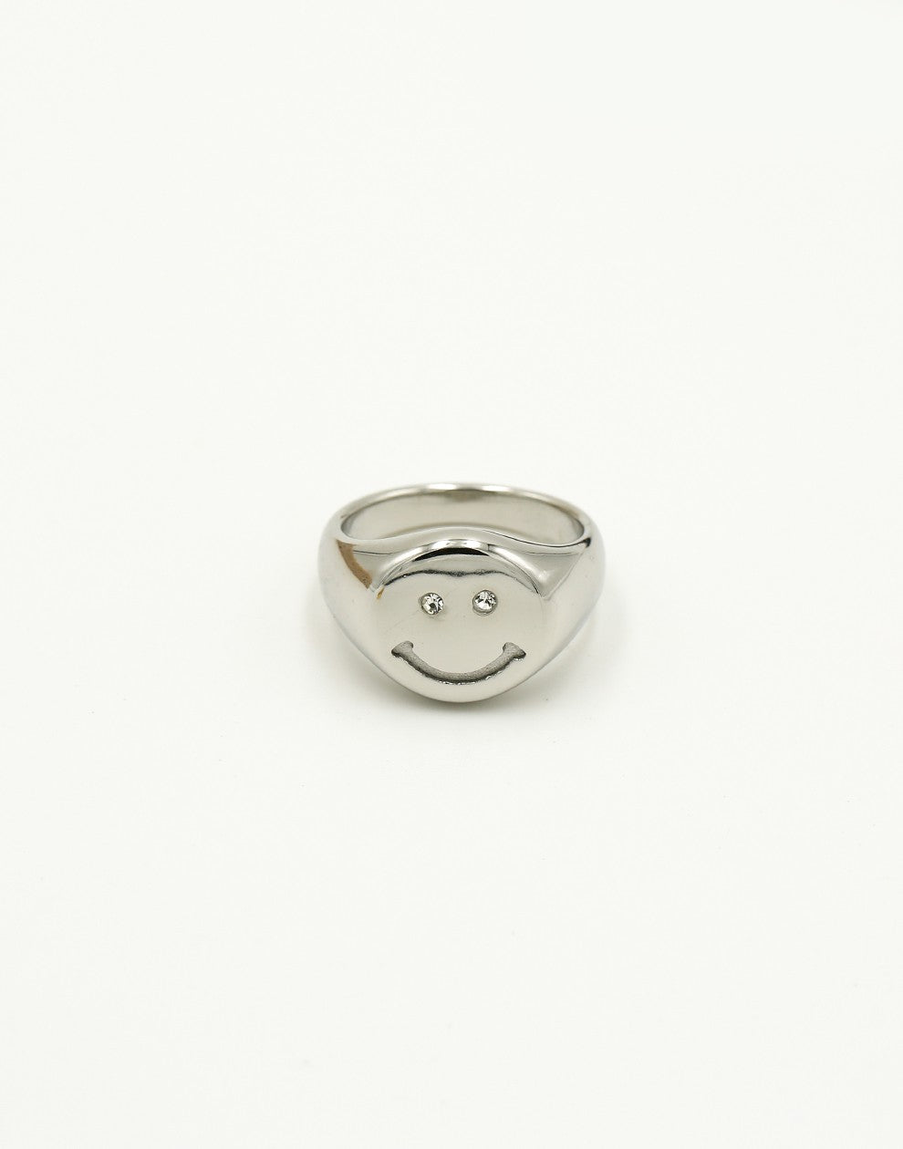 Zegelring smiley zilverkleurig