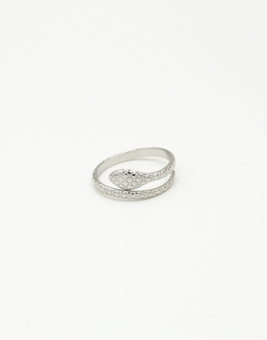 ring met slang zilverkleurig