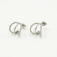Triple silver-colored earrings