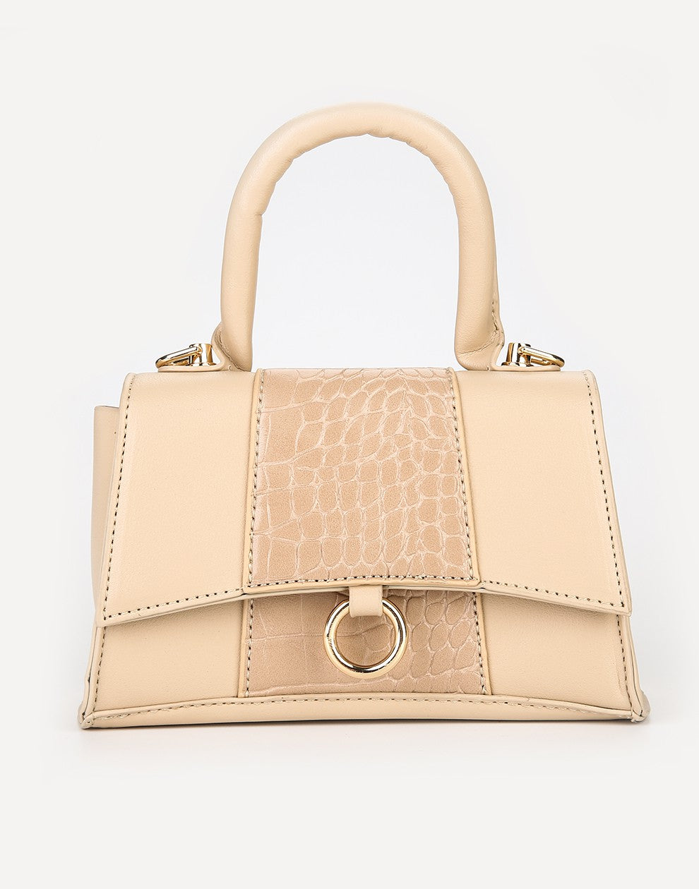 Tas met handvat beige croco