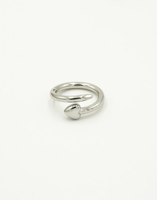 Ring hart spijker zilverkleurig